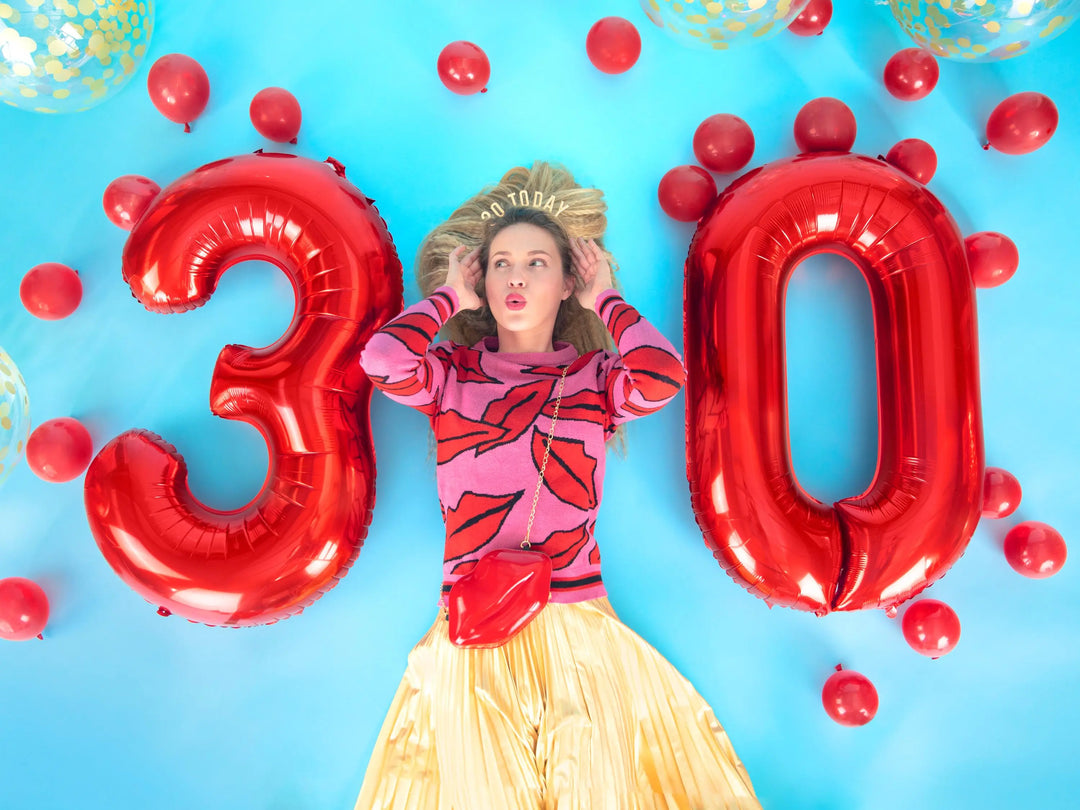 Red Number 4 Foil Balloon 86cm - Giant Metallic 4th Birthday Balloon - 40th Birthday Balloon - Red Balloon - Helium Balloon - Air Balloon - Jolie Fete UK