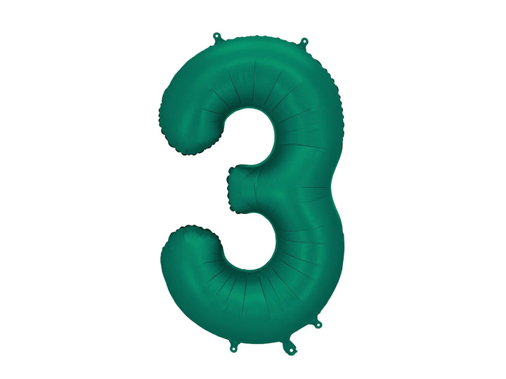 Giant Green Number 3 Foil Balloon 86cm - Satin Finish - Third Birthday Party Decoration - 30th Birthday - 13th Birthday - Jolie Fete UK