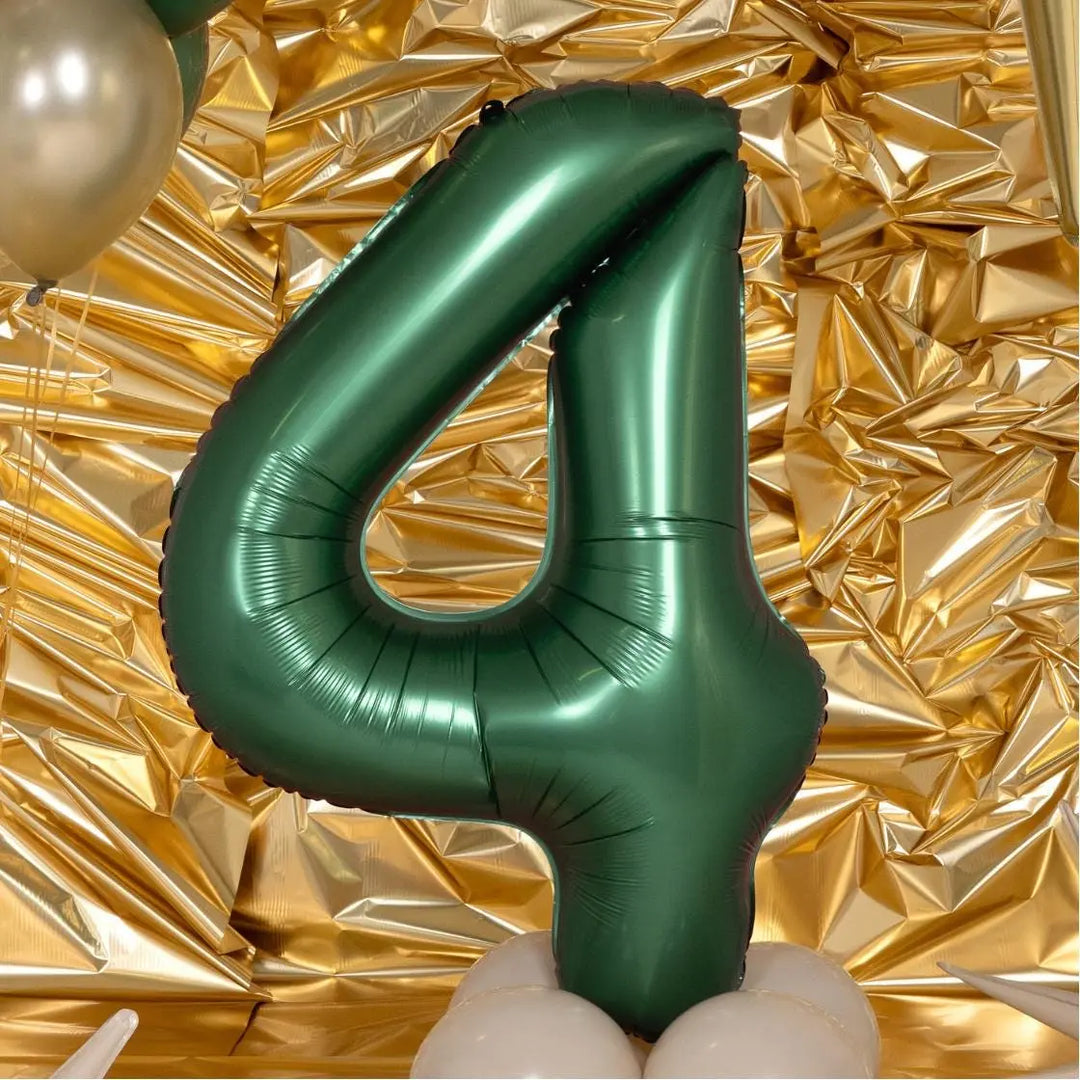 Giant Number 4 Foil Balloon 86cm Bottle Green - Satin Finish - Fourth Birthday Party Decoration - 14th Birthday - 40th Birthday Balloon - Jolie Fete UK