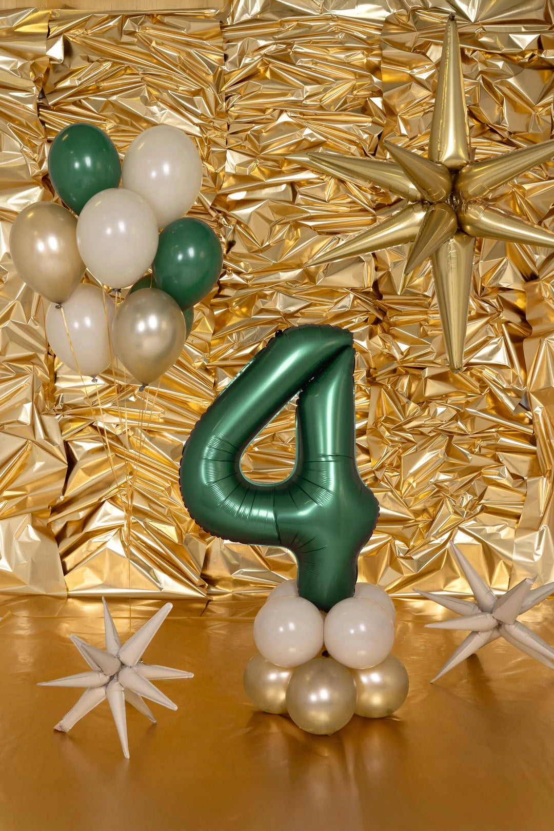 Giant Number 4 Foil Balloon 86cm Bottle Green - Satin Finish - Fourth Birthday Party Decoration - 14th Birthday - 40th Birthday Balloon - Jolie Fete UK