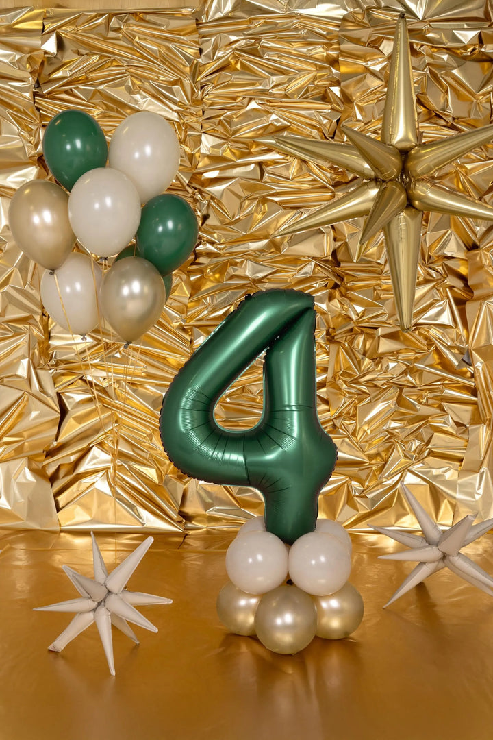 Giant Number 4 Foil Balloon 86cm Bottle Green - Satin Finish - Fourth Birthday Party Decoration - 14th Birthday - 40th Birthday Balloon - Jolie Fete UK