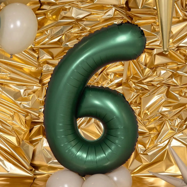 Giant Number 6 Foil Balloon 86cm Bottle Green - Satin Finish - Anniversary - Sixth Birthday - 60th Birthday - 16th Birthday - Jolie Fete UK
