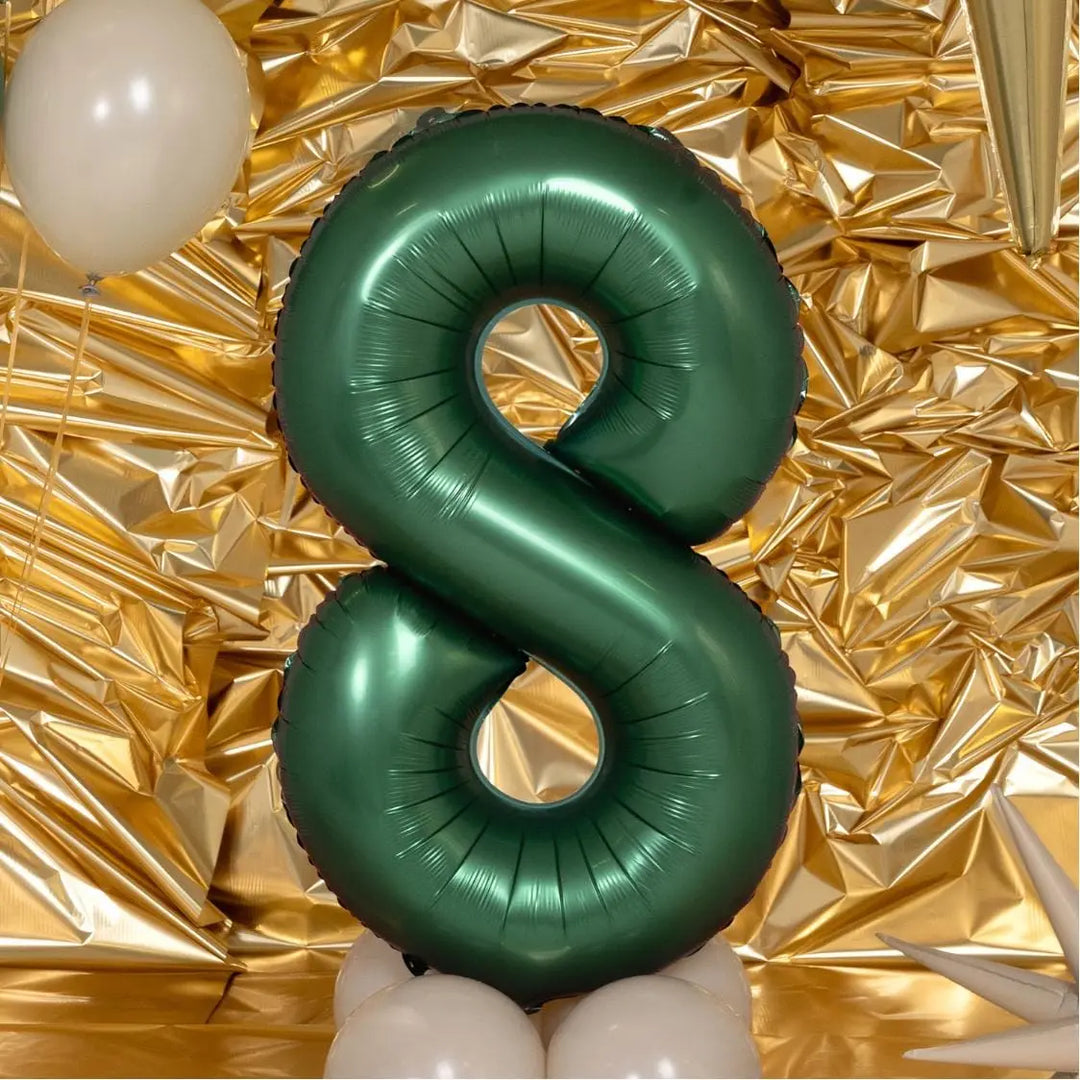 Giant Number 8 Foil Balloon 86cm Bottle Green - 8th Birthday - 18th Birthday - Birthday Party Decoration - Age 8 - Green Helium Balloon - Jolie Fete UK