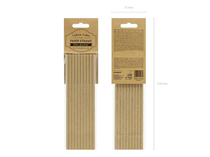Kraft Paper Straws 19.5cm - Natural Brown Eco Friendly Party Straws - Birthday Party Straws - Woodland Theme - Drinks Table - Pack of 10 - Jolie Fete UK