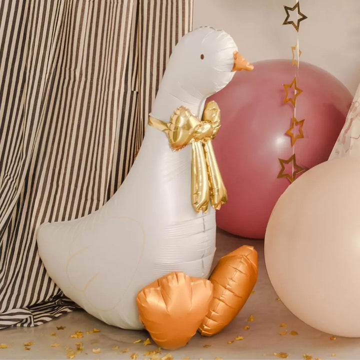 Giant Goose Foil Balloon 72x91cm - Silly Goose Party - One Silly Goose Theme - White and Gold Baby Shower - Farm Animal - Party Supplies - Jolie Fete UK