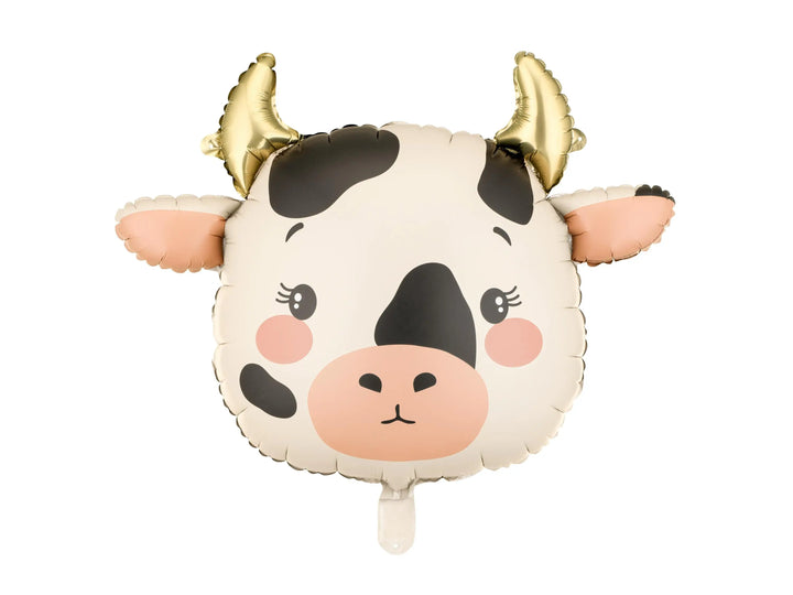 Cow Foil Balloon 57x47cm - Farm Animal Party Balloon - Farmyard Party - Cream, Black, Pink - Birthday Party Decor - Fun Kids Party Supplies - Jolie Fete UK