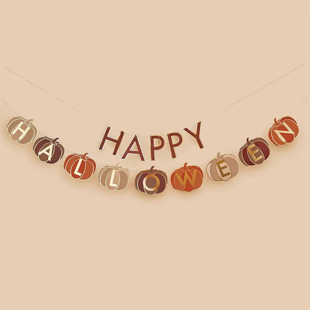 Halloween Pumpkin Happy Halloween Card Banner - Spooky Party Decoration - 2 Metres - Halloween banner - Jack O Lantern Bunting -Autumn Decor - Jolie Fete UK