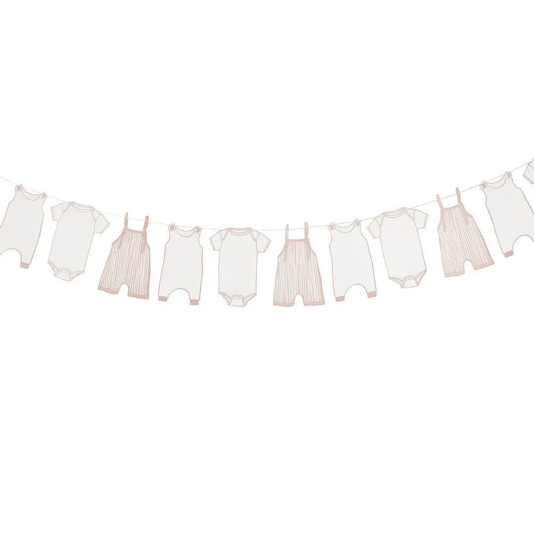 Pink Babygrow Garland - Baby Shower Decoration - Card Bunting - 2.5m Girl Baby Shower Garland - New Baby Party Decor - Baby Shower Bunting - Jolie Fete UK