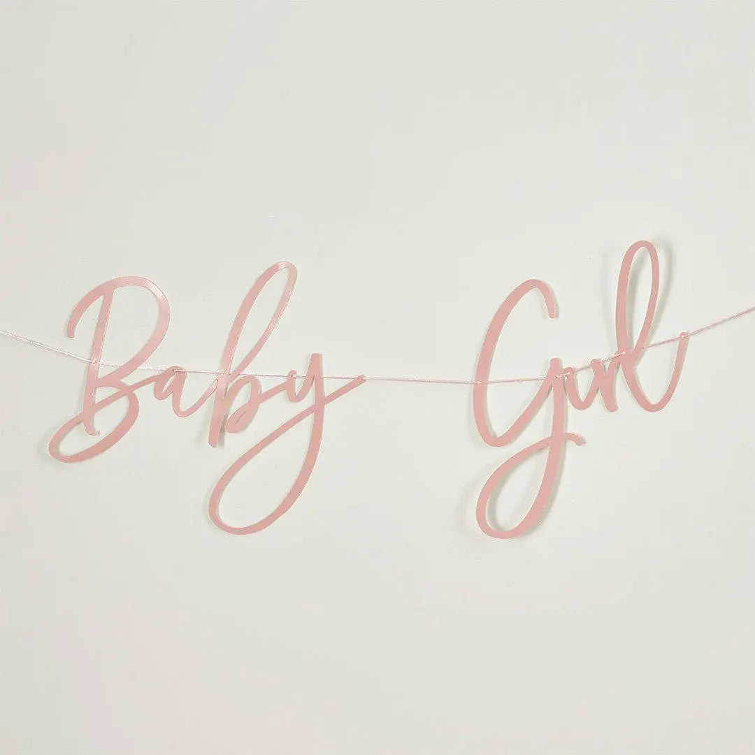 Pink Baby Girl Card Banner 2m - Baby Shower Decoration - Girl Party Banner - Baby Shower Banner Sign - Baby Girl Banner - Gender Reveal - Jolie Fete UK