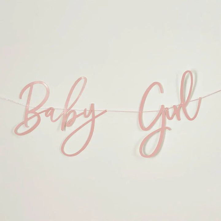Pink Baby Girl Card Banner 2m - Baby Shower Decoration - Girl Party Banner - Baby Shower Banner Sign - Baby Girl Banner - Gender Reveal - Jolie Fete UK