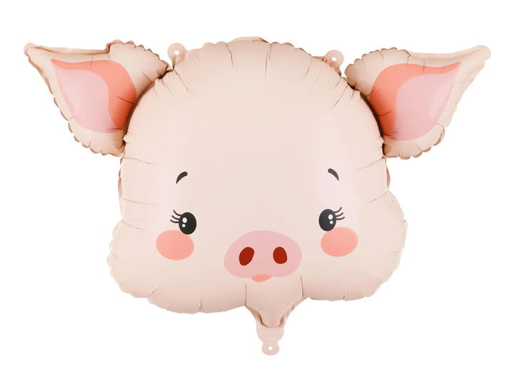 Pink Pig Balloon - Animal Party Balloon - Helium or Air Fill - Kids Birthday Party Decoration - Pig Theme Supplies - Farmyard Party -61x36cm - Jolie Fete UK