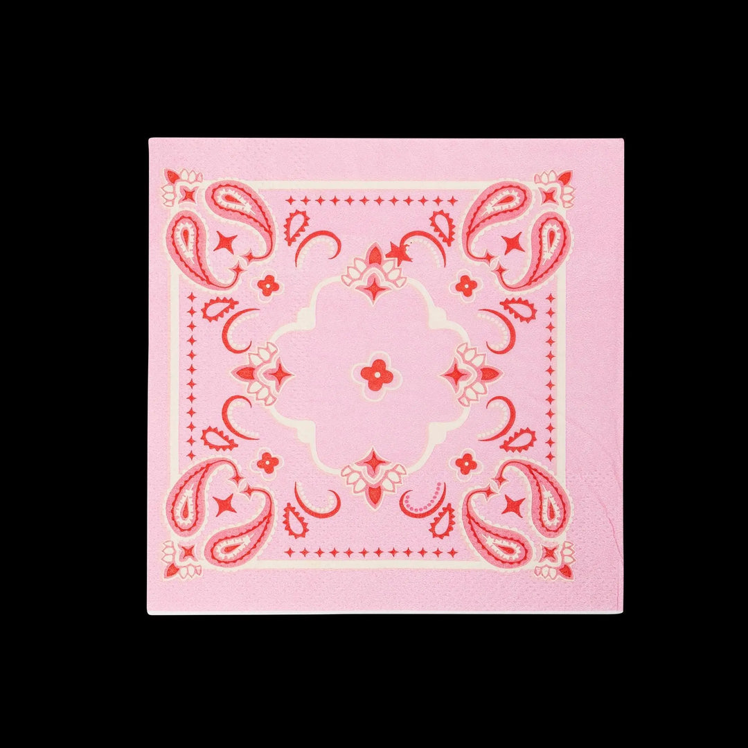 Bandana Cocktail Napkins - Pink Cowgirl Party Napkins - Western Paper Napkins - Last Rodeo Hen - Cowgal Birthday Collection - Pack of 24 - Jolie Fete UK