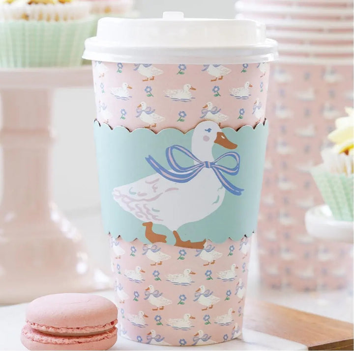 Goose Paper Cups - One Silly Goose Paper Cups with Lids & Sleeves - To-Go Cups-Easter Baby Shower Cups- 1st Birthday Birthday Party Supplies - Jolie Fete UK
