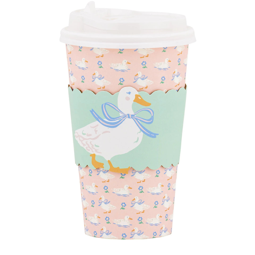 Goose Paper Cups - One Silly Goose Paper Cups with Lids & Sleeves - To-Go Cups-Easter Baby Shower Cups- 1st Birthday Birthday Party Supplies - Jolie Fete UK