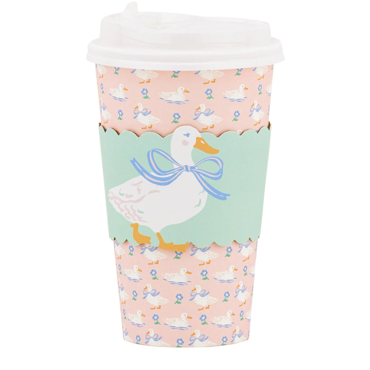 Goose Paper Cups - One Silly Goose Paper Cups with Lids & Sleeves - To-Go Cups-Easter Baby Shower Cups- 1st Birthday Birthday Party Supplies - Jolie Fete UK