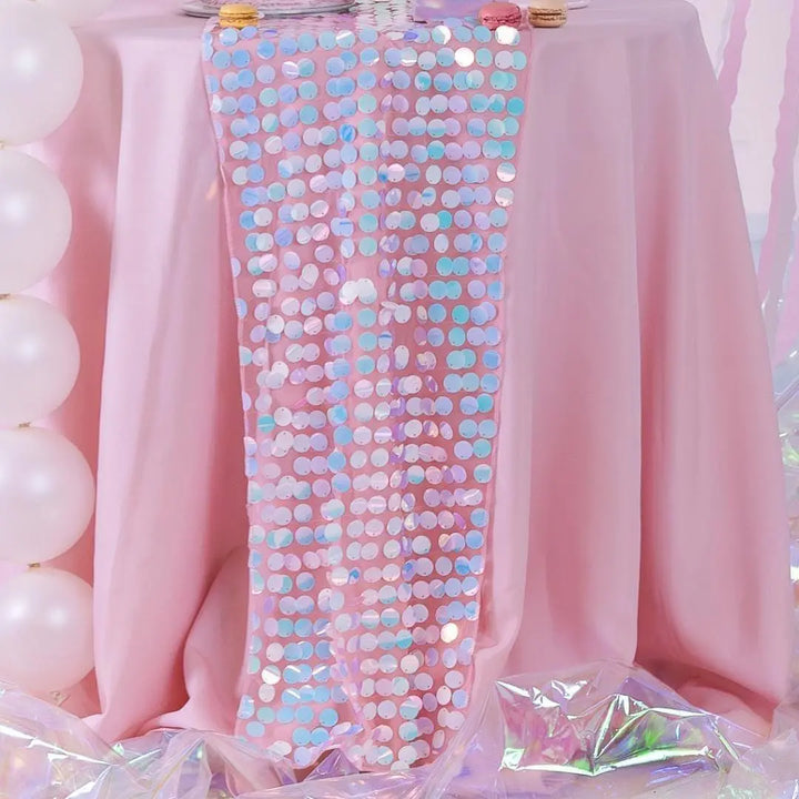 Iridescent Sequin Table Runner - Mermaid Theme - Under the Sea Party - Mermaid Backdrop - Mermaid Party Decorations - Kids Birthday Party - Jolie Fete UK