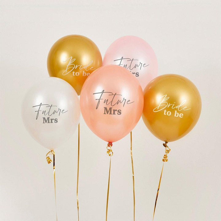 Future Mrs Hen Party Balloon - Customisable 18" Large White Latex With Pink & Gold Tassel Tail - Hen Party Decoration - Bride to Be Sign - Jolie Fete UK