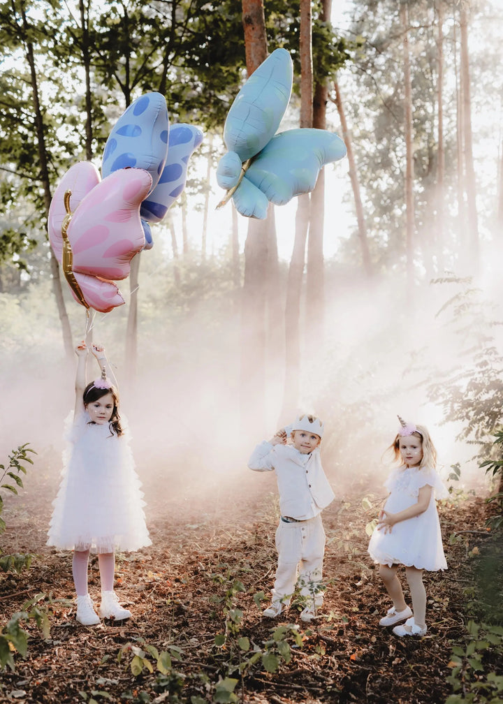 Butterfly Balloon - Large Blue Butterfly Foil Balloon - Blue & Gold - Unicorn Birthday Decorations - Unicorn Party Supplies - Jolie Fete UK