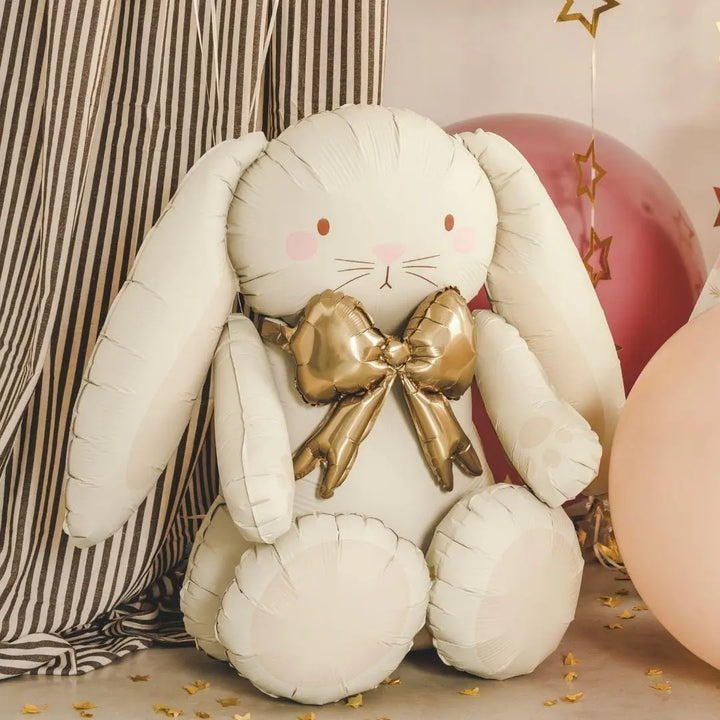 Large Bunny Foil Balloon - Rabbit 1st Birthday Decoration - Storybook Party Supplies - Neutral Toddler Milestone Decor - Air Fill Balloon - Jolie Fete UK