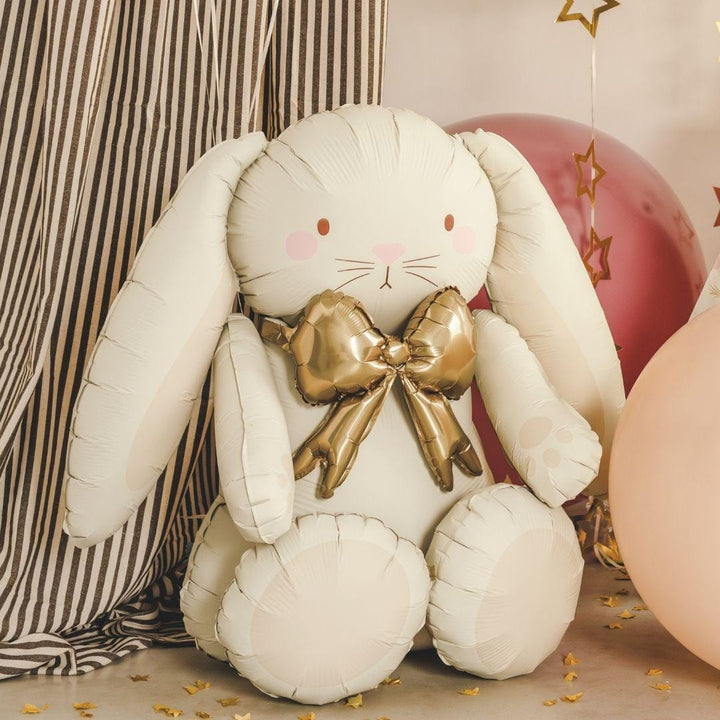 Large Bunny Foil Balloon - Rabbit 1st Birthday Decoration - Storybook Party Supplies - Neutral Toddler Milestone Decor - Air Fill Balloon - Jolie Fete UK