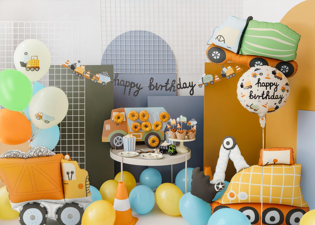 Cement Mixer Foil Balloon - Construction Party Decoration - Concrete Mixer Balloon Photo Prop - Builders Birthday Backdrop - Air Fill Only - Jolie Fete UK