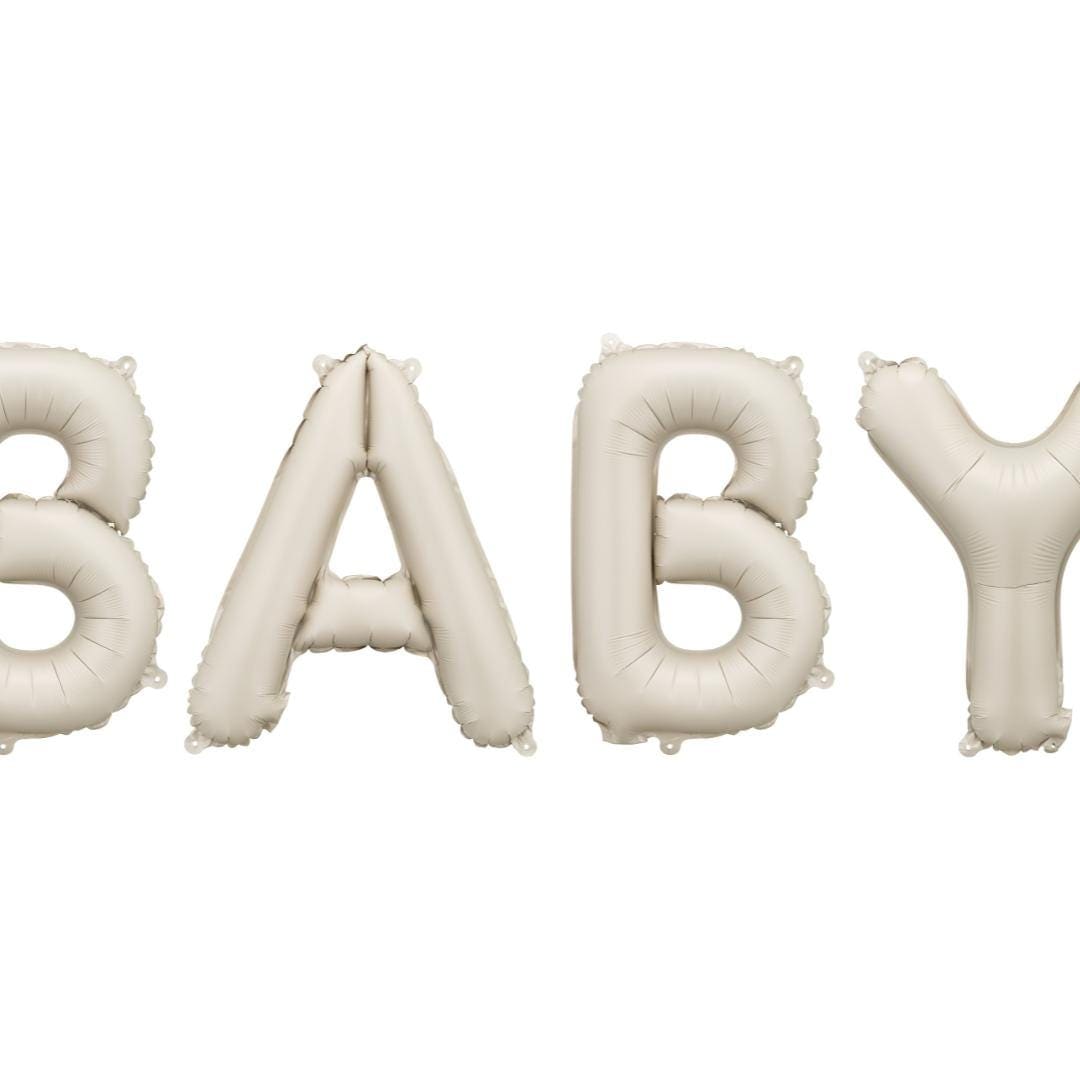 Cream Baby Balloon - Large Beige Baby Shower Or Welcome Home Balloon - 140cm x 43cm - Air Only - Jolie Fete UK