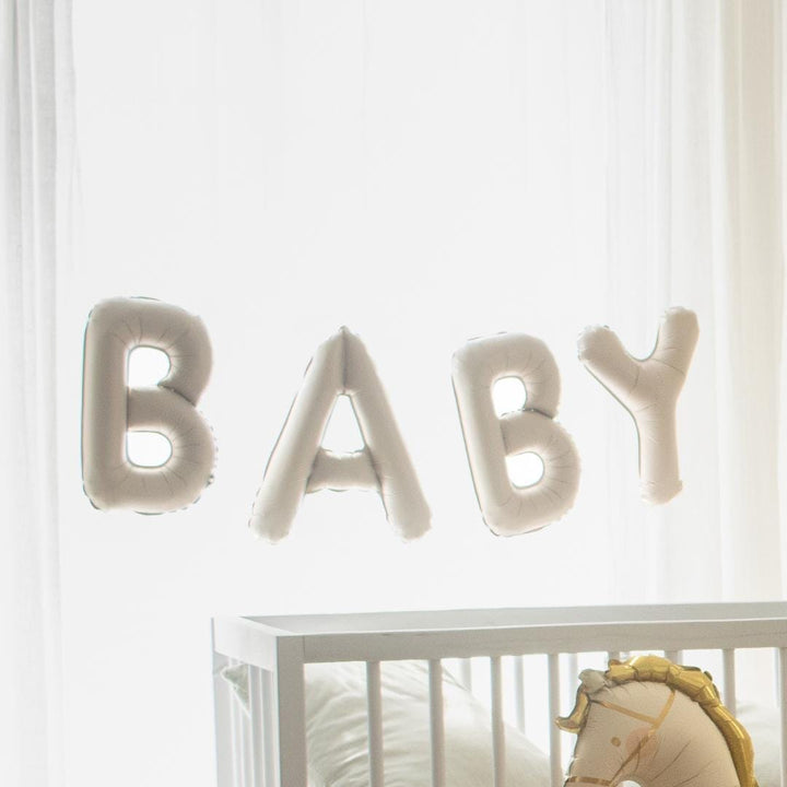 Cream Baby Balloon - Large Beige Baby Shower Or Welcome Home Balloon - 140cm x 43cm - Air Only - Jolie Fete UK