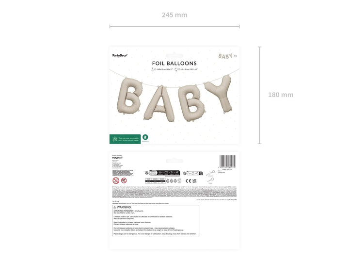 Cream Baby Balloon - Large Beige Baby Shower Or Welcome Home Balloon - 140cm x 43cm - Air Only - Jolie Fete UK