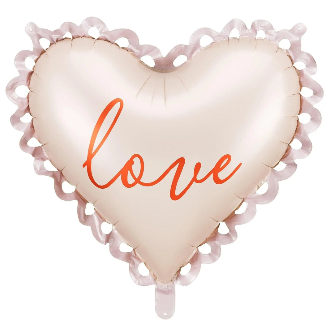 Valentine's Love Balloon - Large Cream & Red Heart Valentines Day Balloon - Valentines Day Decorations - Valentine's Day Party Balloons - Jolie Fete UK