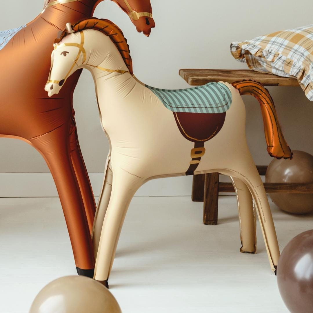 Large Standing Horse Balloon - Cream Horse Foil Balloon - Horse Party - Birthday Party Decorations - Western Party Theme - Farm Party - Jolie Fete UK
