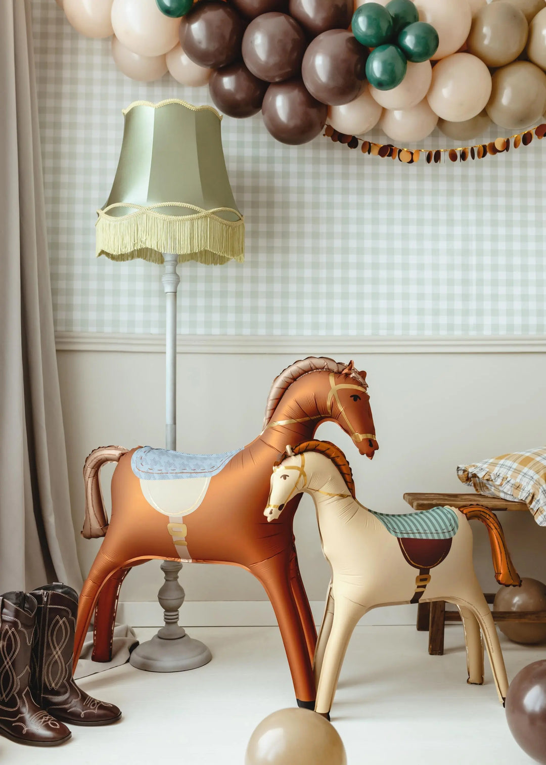 Large Standing Horse Balloon - Cream Horse Foil Balloon - Horse Party - Birthday Party Decorations - Western Party Theme - Farm Party - Jolie Fete UK