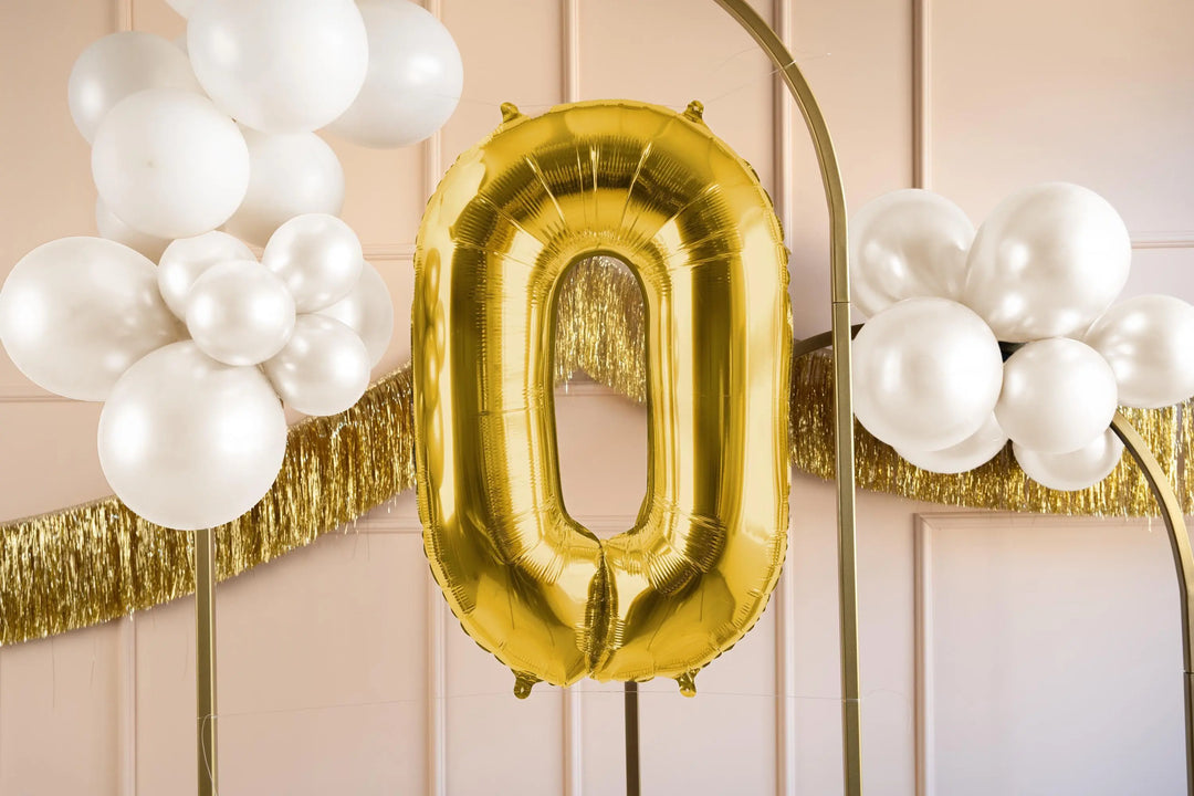 Gold Number 0 Balloon - Large Gold Foil 0 balloon - Birthday Balloon - Party Decorations - 72cm Balloon - 30" Balloon - Jolie Fete UK