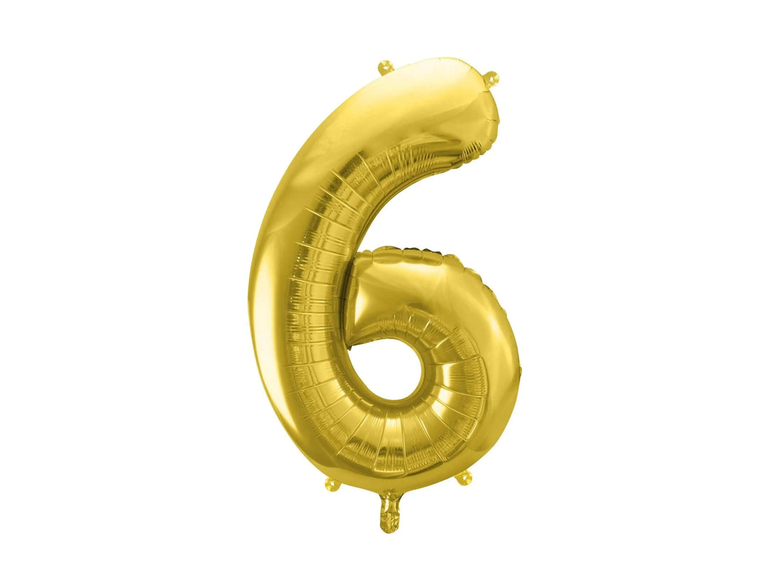 Gold Number 6 Balloon - Large Gold Foil 6 balloon - Birthday Balloon - Party Decorations - 72cm Balloon - 30" Balloon - Jolie Fete UK