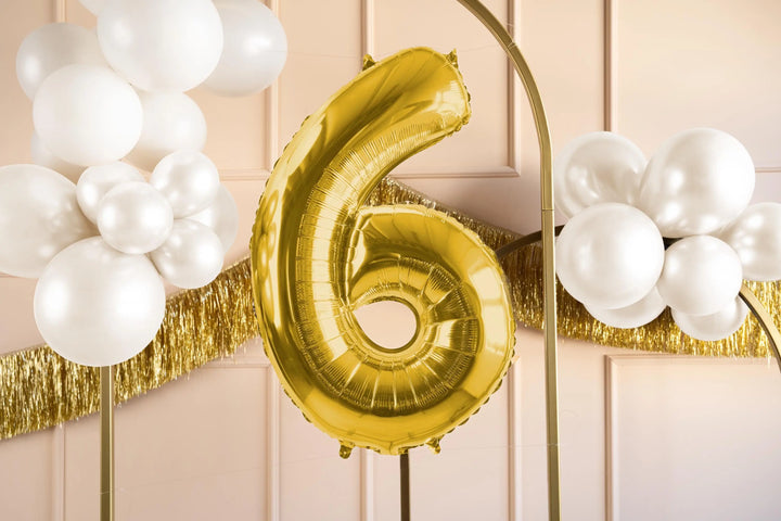 Gold Number 6 Balloon - Large Gold Foil 6 balloon - Birthday Balloon - Party Decorations - 72cm Balloon - 30" Balloon - Jolie Fete UK