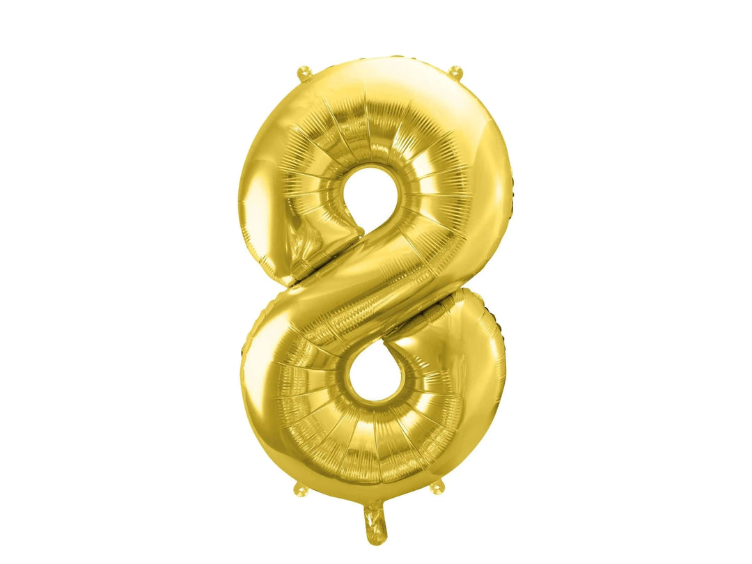 Gold Number 8 Balloon - Large Gold Foil 8 balloon - Birthday Balloon - Party Decorations - 72cm Balloon - 30" Balloon - Jolie Fete UK