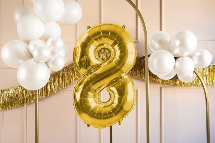 Gold Number 8 Balloon - Large Gold Foil 8 balloon - Birthday Balloon - Party Decorations - 72cm Balloon - 30" Balloon - Jolie Fete UK