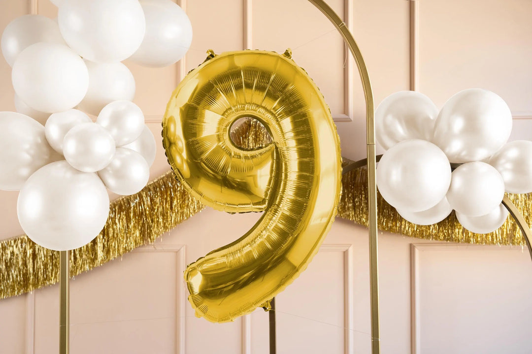 Gold Number 9 Balloon - Large Gold Foil 9 balloon - Birthday Balloon - Party Decorations - 72cm Balloon - 30" Balloon - Jolie Fete UK