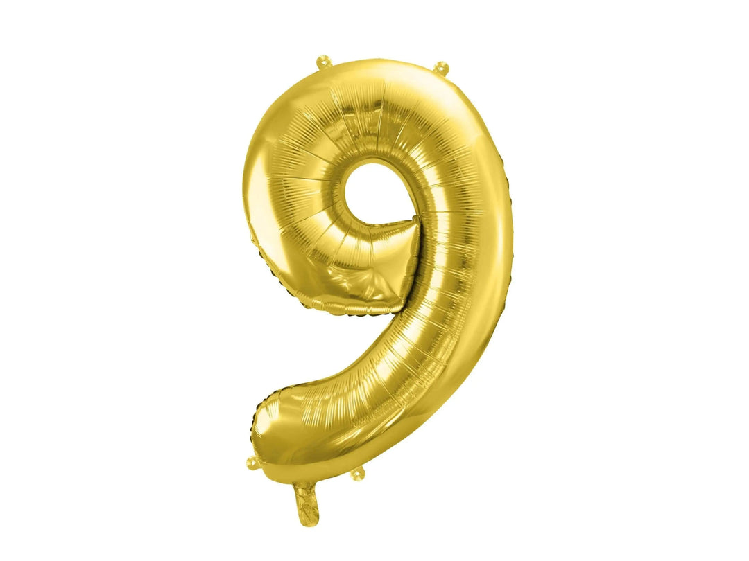 Gold Number 9 Balloon - Large Gold Foil 9 balloon - Birthday Balloon - Party Decorations - 72cm Balloon - 30" Balloon - Jolie Fete UK