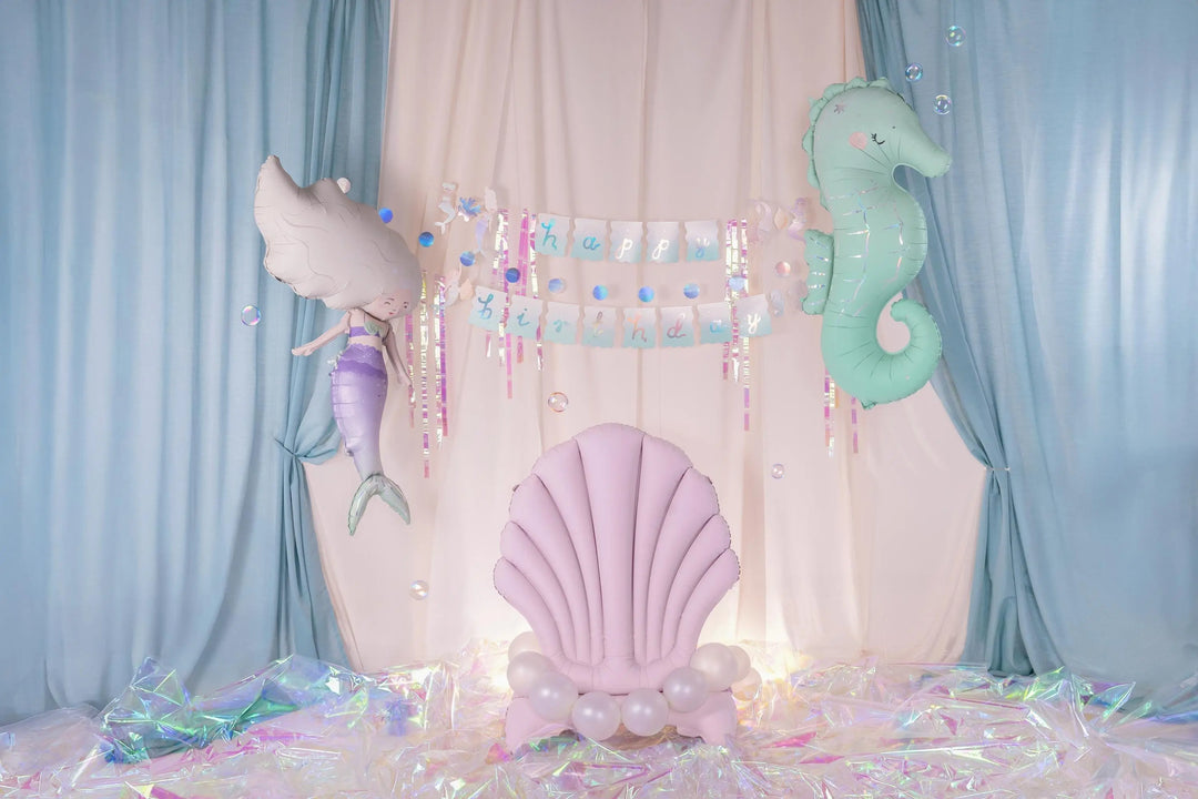 Large Shell Foil Balloon - Mermaid Theme - Under the Sea Party - Lilac Standing Balloon - Sea Shell Balloon - Kids Birthday Party - Jolie Fete UK