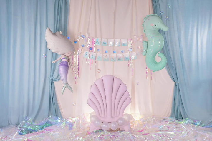 Large Shell Foil Balloon - Mermaid Theme - Under the Sea Party - Lilac Standing Balloon - Sea Shell Balloon - Kids Birthday Party - Jolie Fete UK