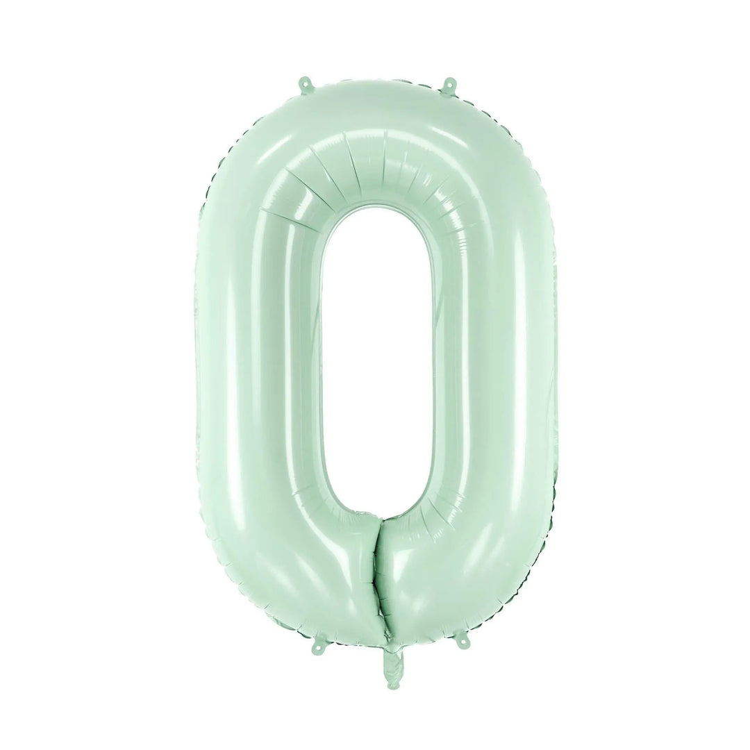 Pastel Green Number 0 Balloon - Large Light Mint Green Foil 0 balloon - Birthday Balloon - Party Decorations - 72cm Balloon - 30" Balloon - Jolie Fete UK