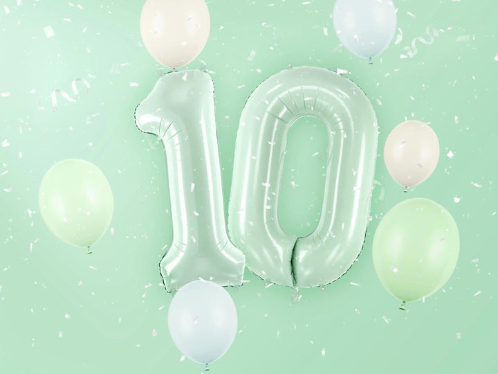 Pastel Green Number 0 Balloon - Large Light Mint Green Foil 0 balloon - Birthday Balloon - Party Decorations - 72cm Balloon - 30" Balloon - Jolie Fete UK
