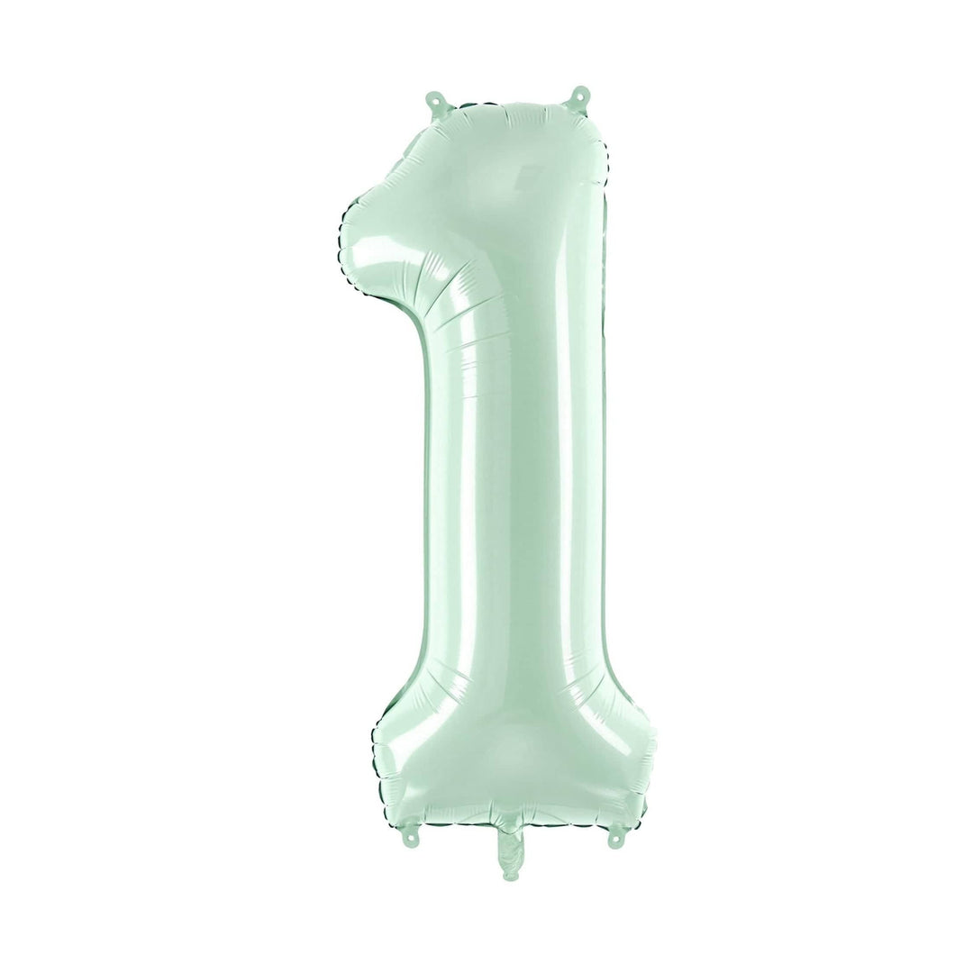 Pastel Green Number 1 Balloon - Large Light Mint Green Foil 1 balloon - Birthday Balloon - Party Decorations - 72cm Balloon - 30" Balloon - Jolie Fete UK