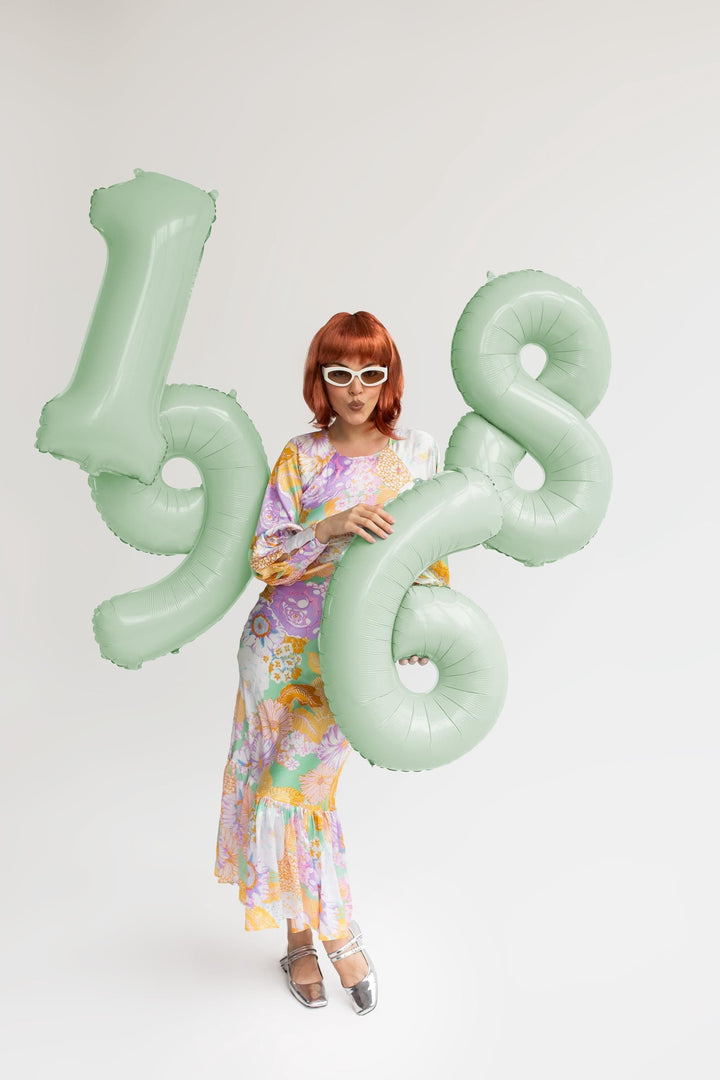 Pastel Green Number 1 Balloon - Large Light Mint Green Foil 1 balloon - Birthday Balloon - Party Decorations - 72cm Balloon - 30" Balloon - Jolie Fete UK