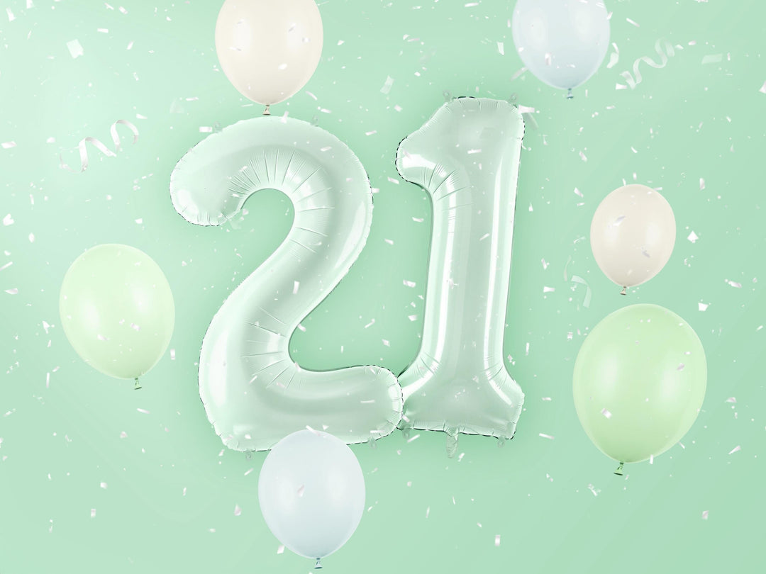 Pastel Green Number 1 Balloon - Large Light Mint Green Foil 1 balloon - Birthday Balloon - Party Decorations - 72cm Balloon - 30" Balloon - Jolie Fete UK