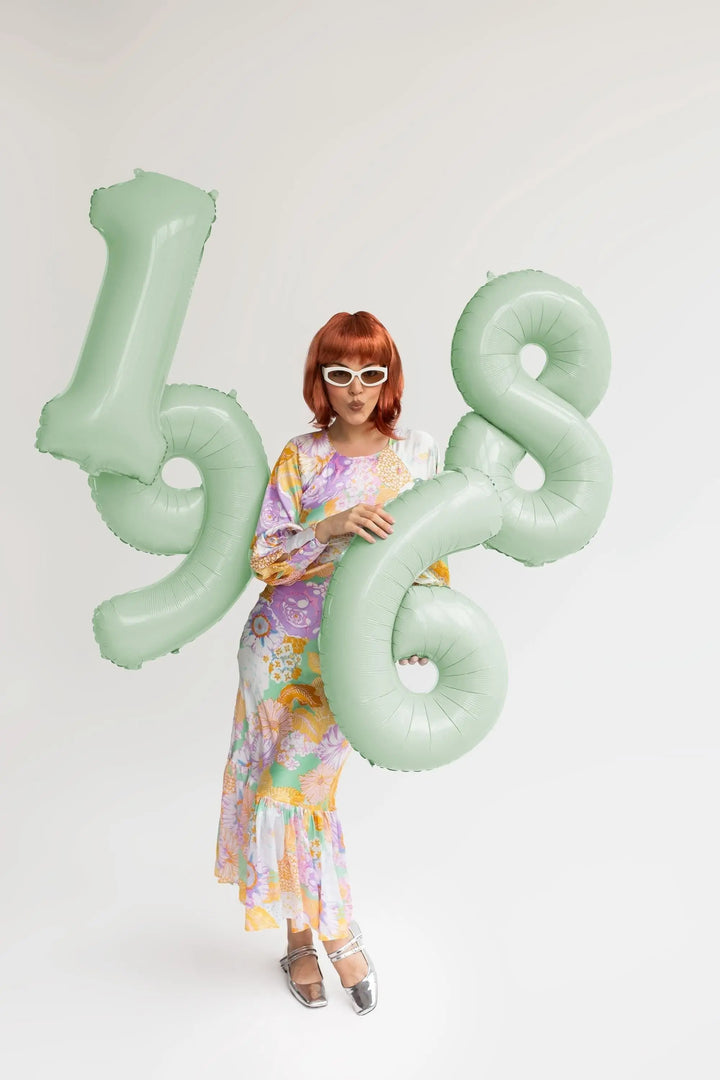 Pastel Green Number 1 Balloon - Large Light Mint Green Foil 1 balloon - Birthday Balloon - Party Decorations - 72cm Balloon - 30" Balloon - Jolie Fete UK