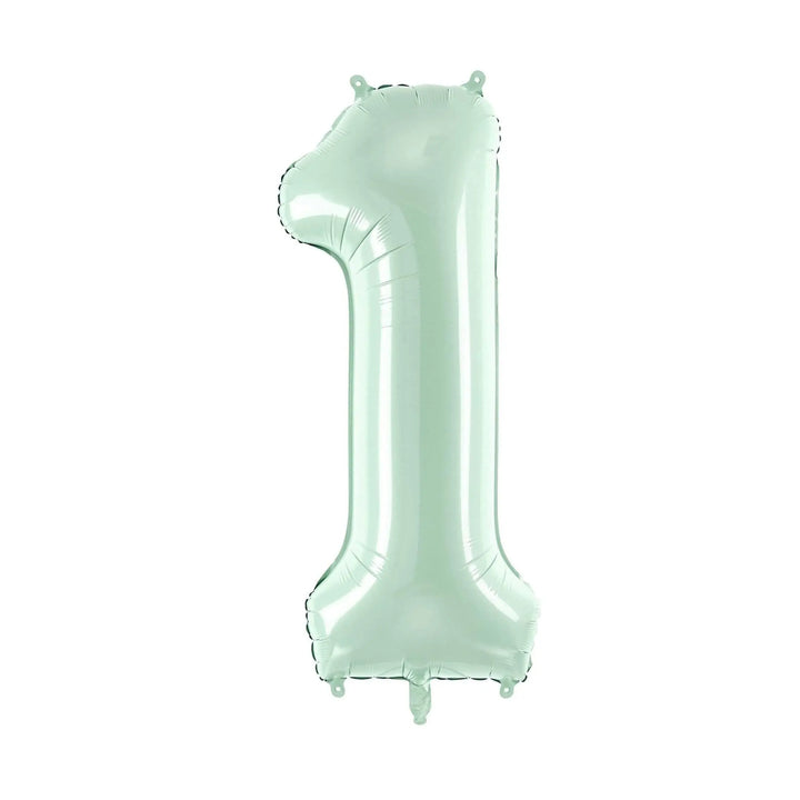 Pastel Green Number 1 Balloon - Large Light Mint Green Foil 1 balloon - Birthday Balloon - Party Decorations - 72cm Balloon - 30" Balloon - Jolie Fete UK