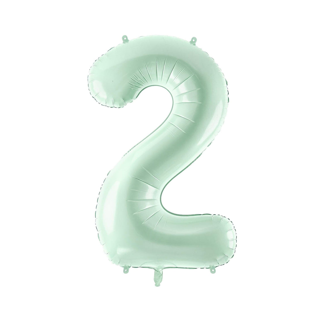 Pastel Green Number 2 Balloon - Large Light Mint Green Foil 2 balloon - Birthday Balloon - Party Decorations - 72cm Balloon - 30" Balloon - Jolie Fete UK
