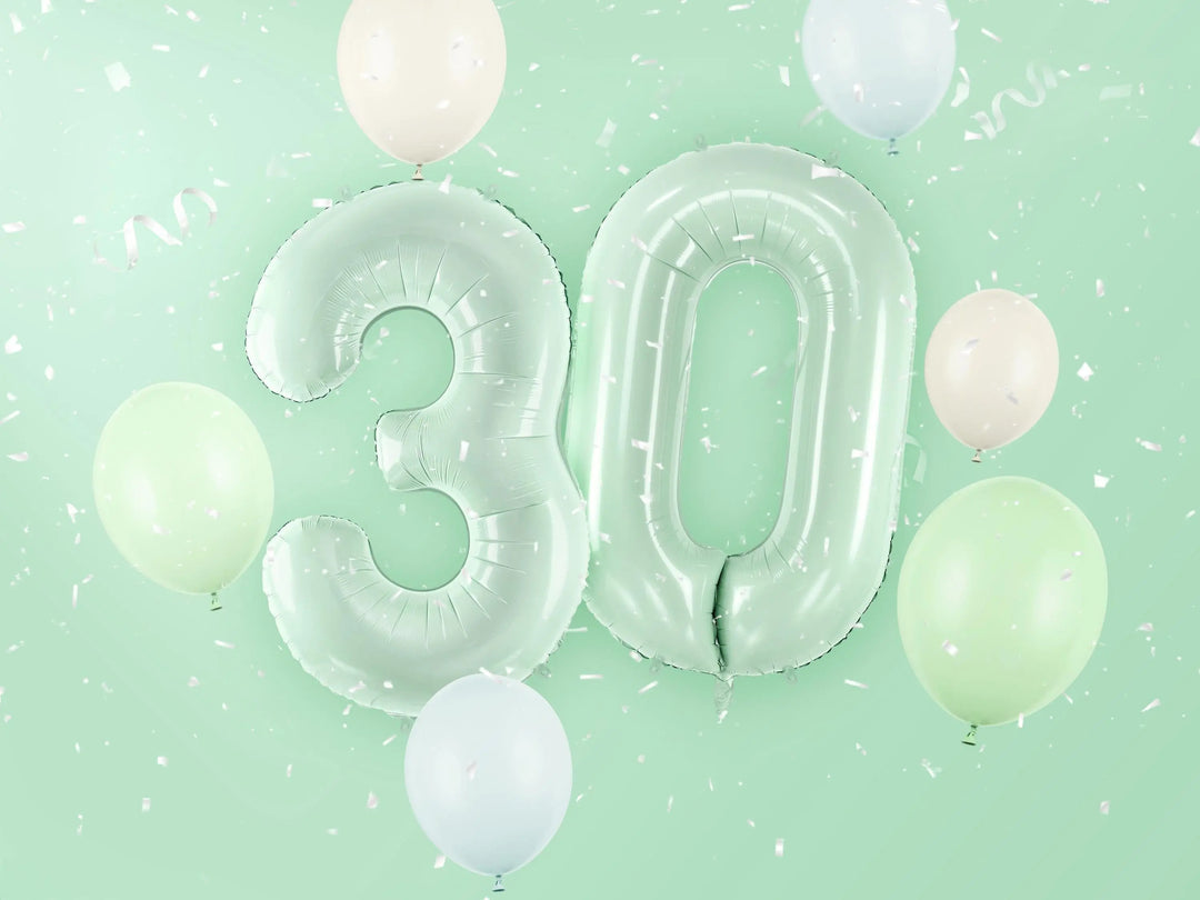 Pastel Green Number 3 Balloon - Large Light Mint Green Foil 3 balloon - Birthday Balloon - Party Decorations - 72cm Balloon - 30" Balloon - Jolie Fete UK