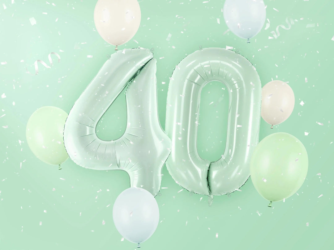 Pastel Green Number 4 Balloon - Large Light Mint Green Foil 4 balloon - Birthday Balloon - Party Decorations - 72cm Balloon - 30" Balloon - Jolie Fete UK